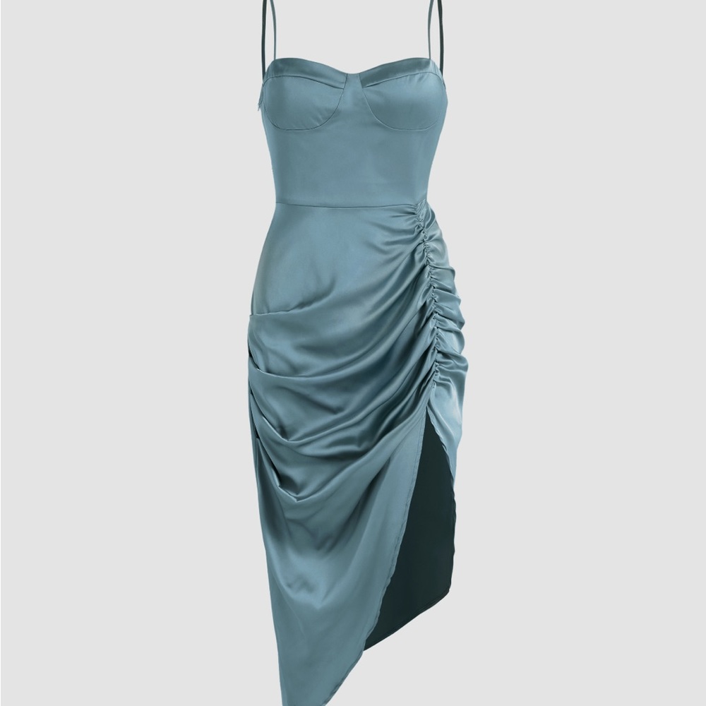 NWT Illusion Ruched Midi Dress